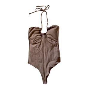 Abercrombie & Fitch Soft A&F Collection Halter Neck Tie Feminine Casual Bodysuit